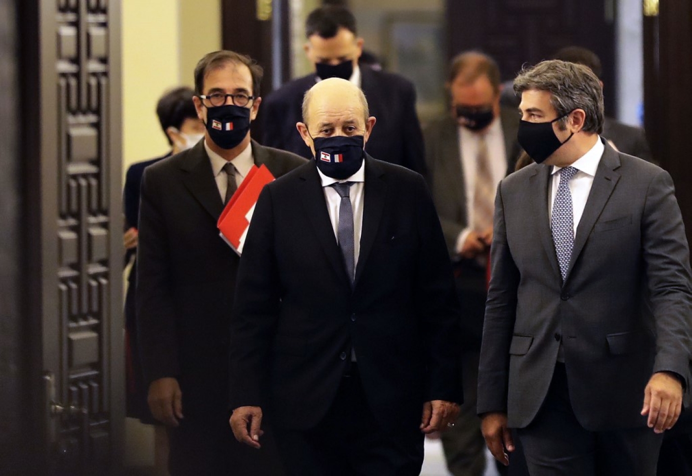 Le chef de la diplomatie française Jean-Yves Le Drian à Beyrouth, le 23 juillet 2020 (AFP)