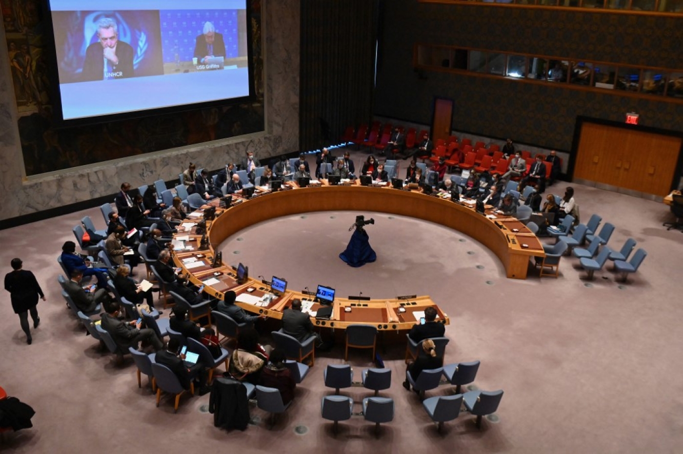 Réunion du Conseil de sécurité de l’ONU, le 28 février à New York, autour de la crise entre l’Ukraine et la Russie (AFP/Angela Weiss)