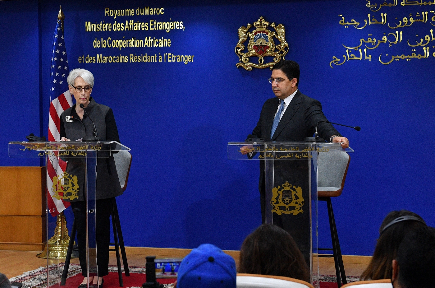 Morocco's Foreign Minister Nasser Bourita and US Deputy Secretary of State Wendy Sherman