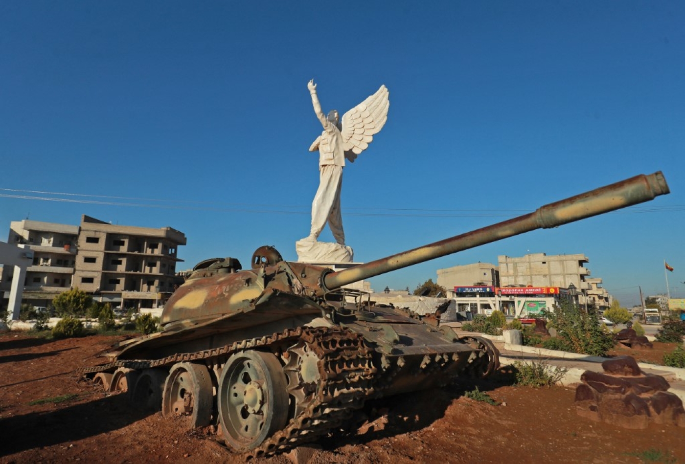 A picture shows a view of the "Free Woman" square in the Syrian Kurdish town of Kobane, also known as Ayn al-Arab, in the north of the Aleppo governorate on 20 November 2022 (AFP)