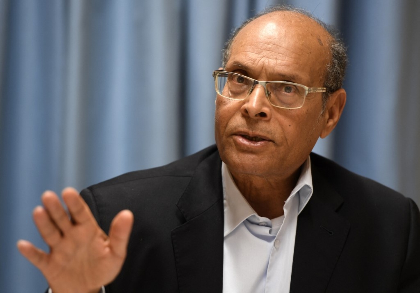 Moncef Marzouki speaks during a joint press at the UN headquarters in Geneva on 2 March 2017. (AFP)