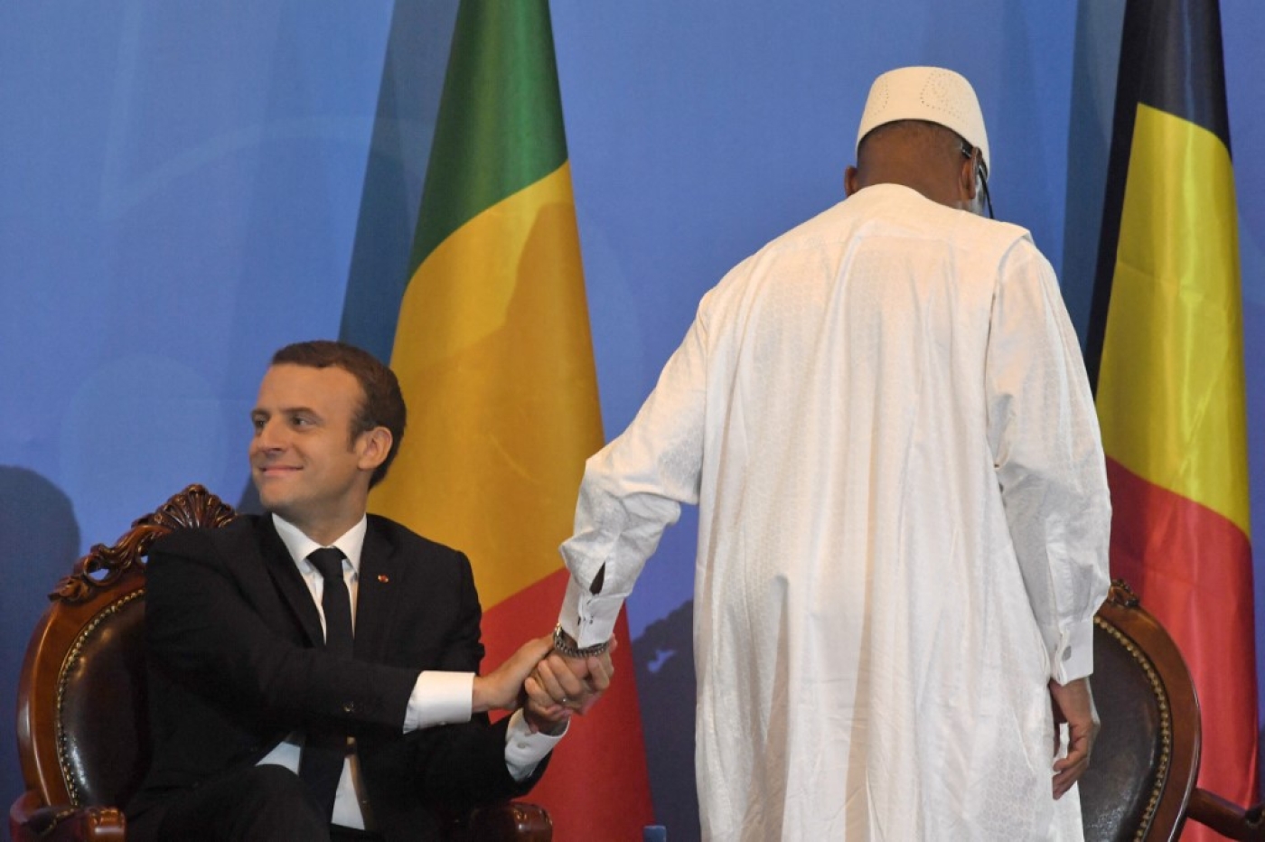 Emmanuel Macron au sommet G5 Sahel à Bamako, Mali, le 2 juillet 2017 (AFP/Christophe Archambault)