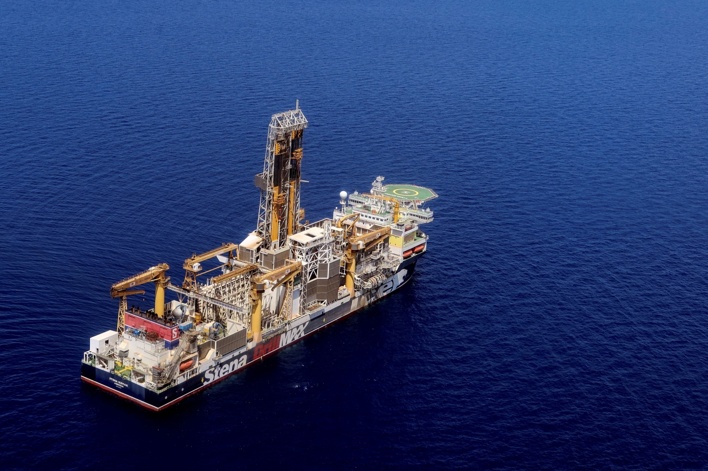 London-based Energean's drill ship begins drilling at the Karish natural gas field offshore Israel in the east Mediterranean 9 May 2022 (AFP)