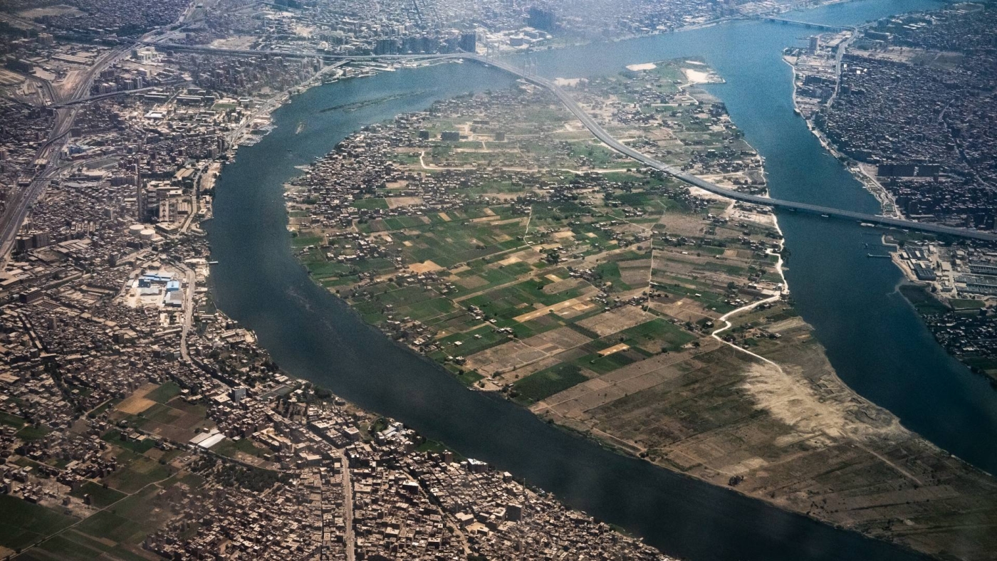 An aerial view of the Nile river island of Warraq on the northern outskirts of Egypt's capital Cairo, 14 May 2021 (AFP)