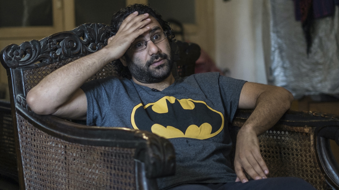 Egyptian activist and blogger Alaa Abd el-Fattah gives an interview at his home in Cairo on 17 May 2019 (AFP)