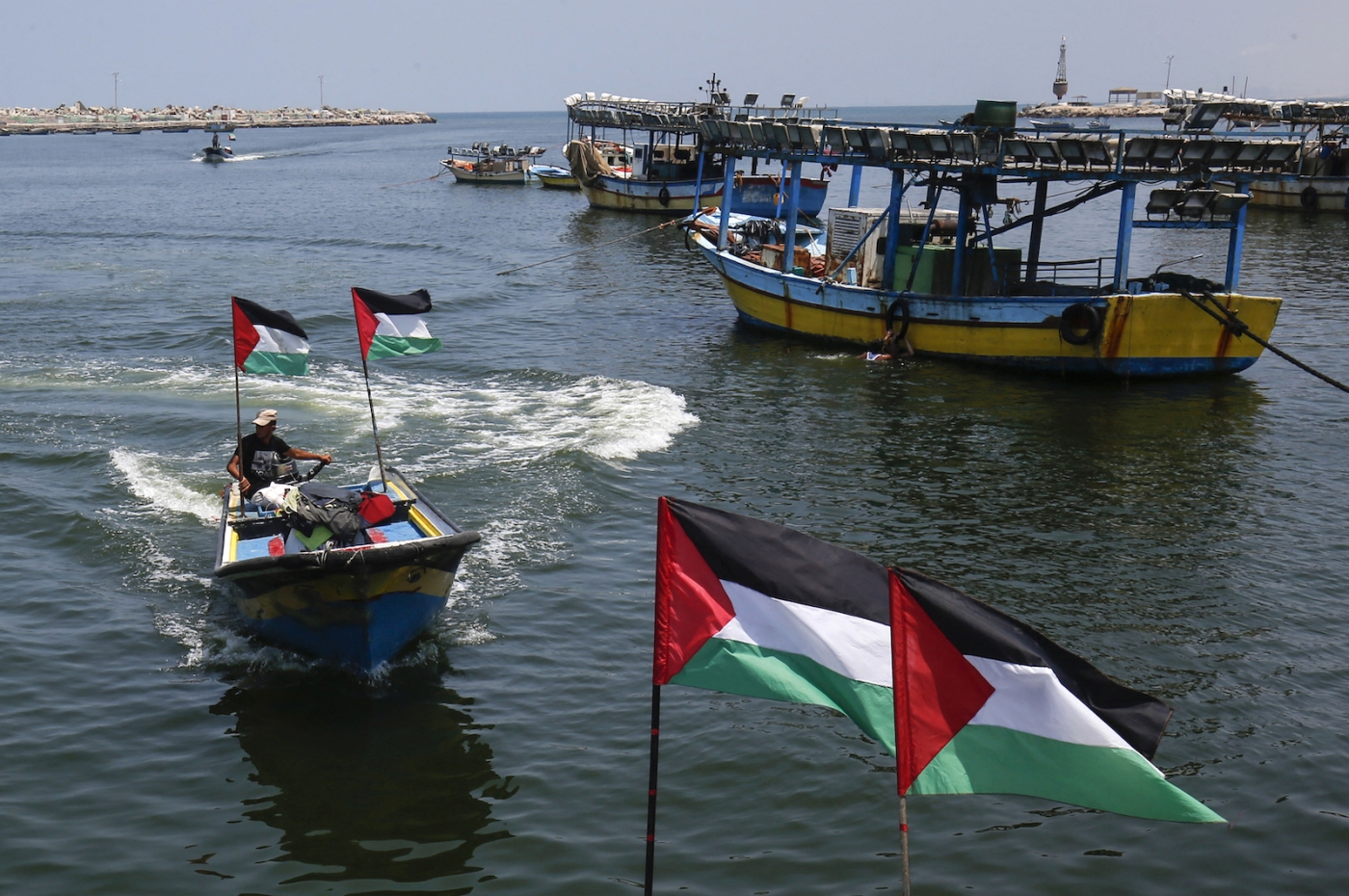 Fishermen Gaza port AFP 