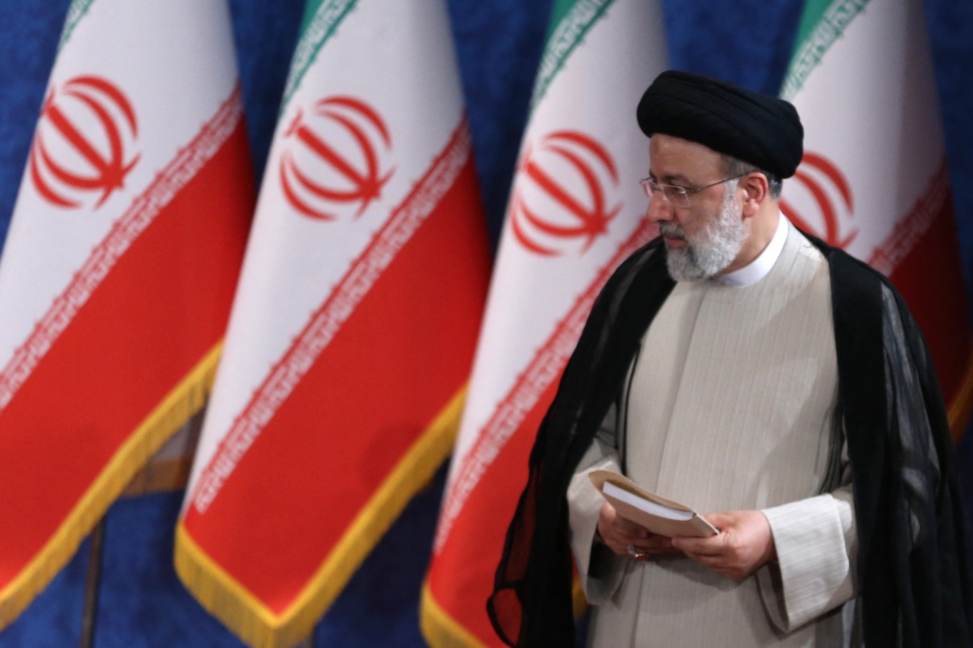 Le président iranien Ebrahim Raïssi photographié lors de sa première conférence de presse à Téhéran, le 21 juin 2021 (AFP/Atta Kenare)