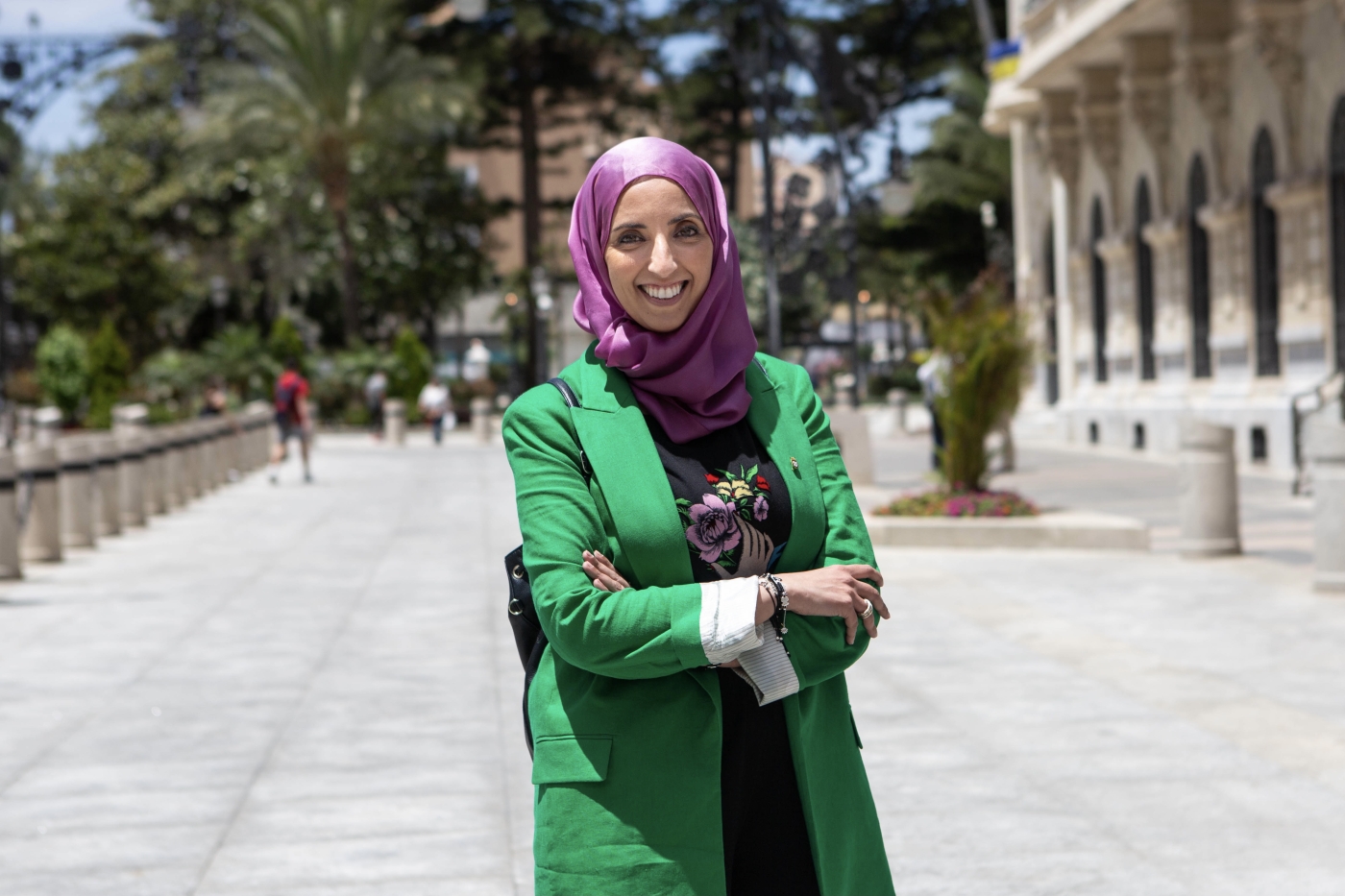 Fatima Hamed Hossain on Ceuta's main street (Marta Maroto)