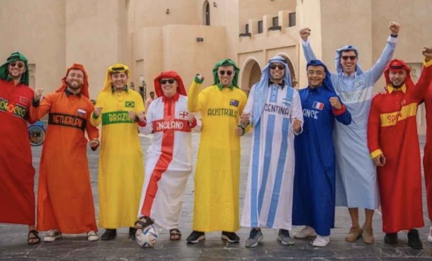 Fans wear the custom-made flag thobes ahead of the World Cup (Screengrab/Instagram) 