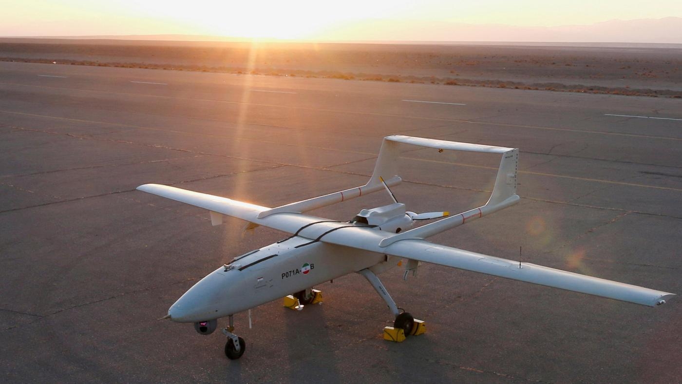 Vue d’un drone lors d’un exercice militaire dans un lieu non divulgué en Iran, le 24 août (Reuters)