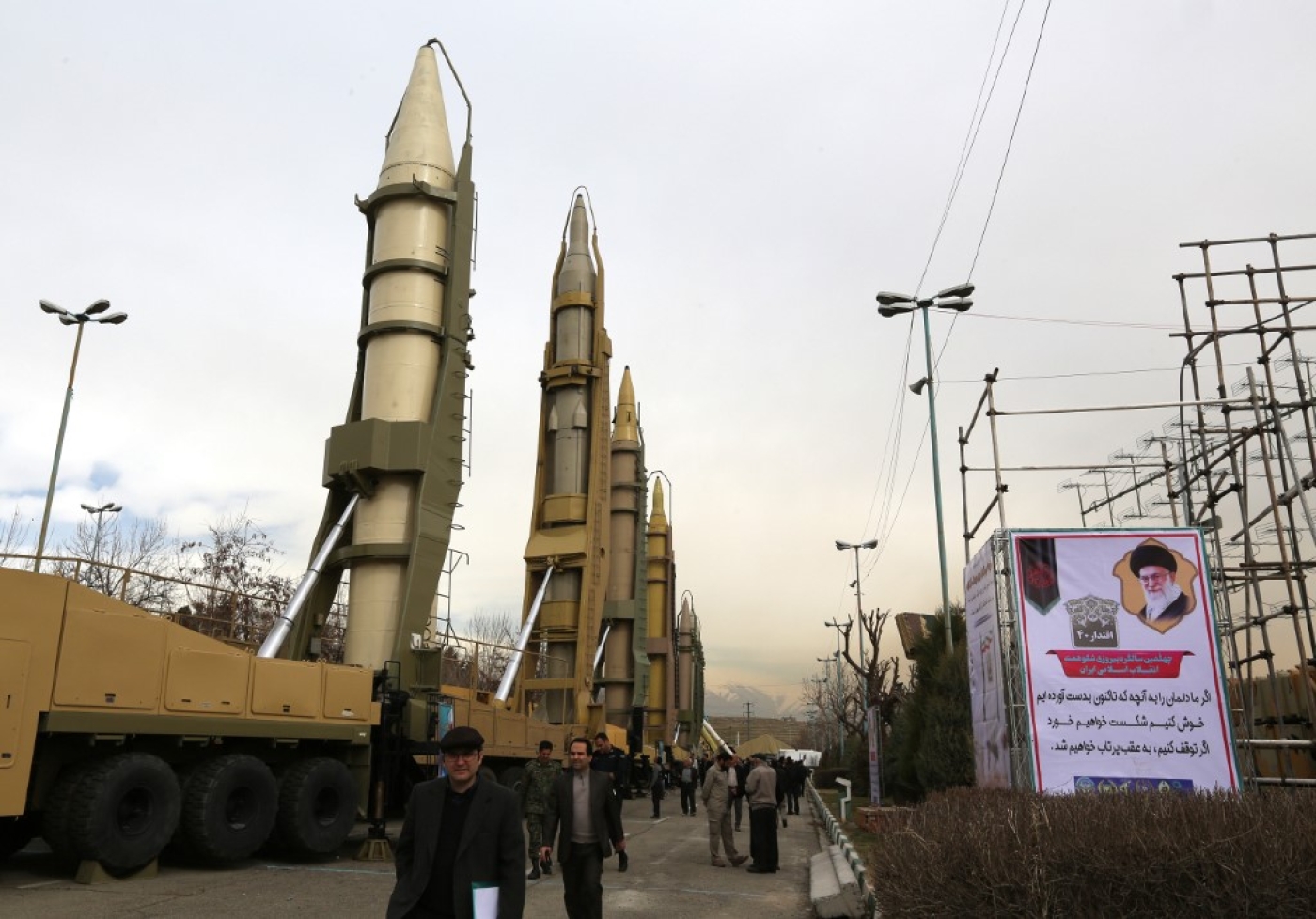 Iranians visit a weaponry and military equipment exhibition in the capital Tehran in February 2019.