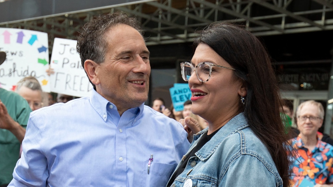 Michigan Democrats Andy Levin and Rashida Tlaib hold a campaign rally on 29 July 2022 in Pontiac, Michigan.