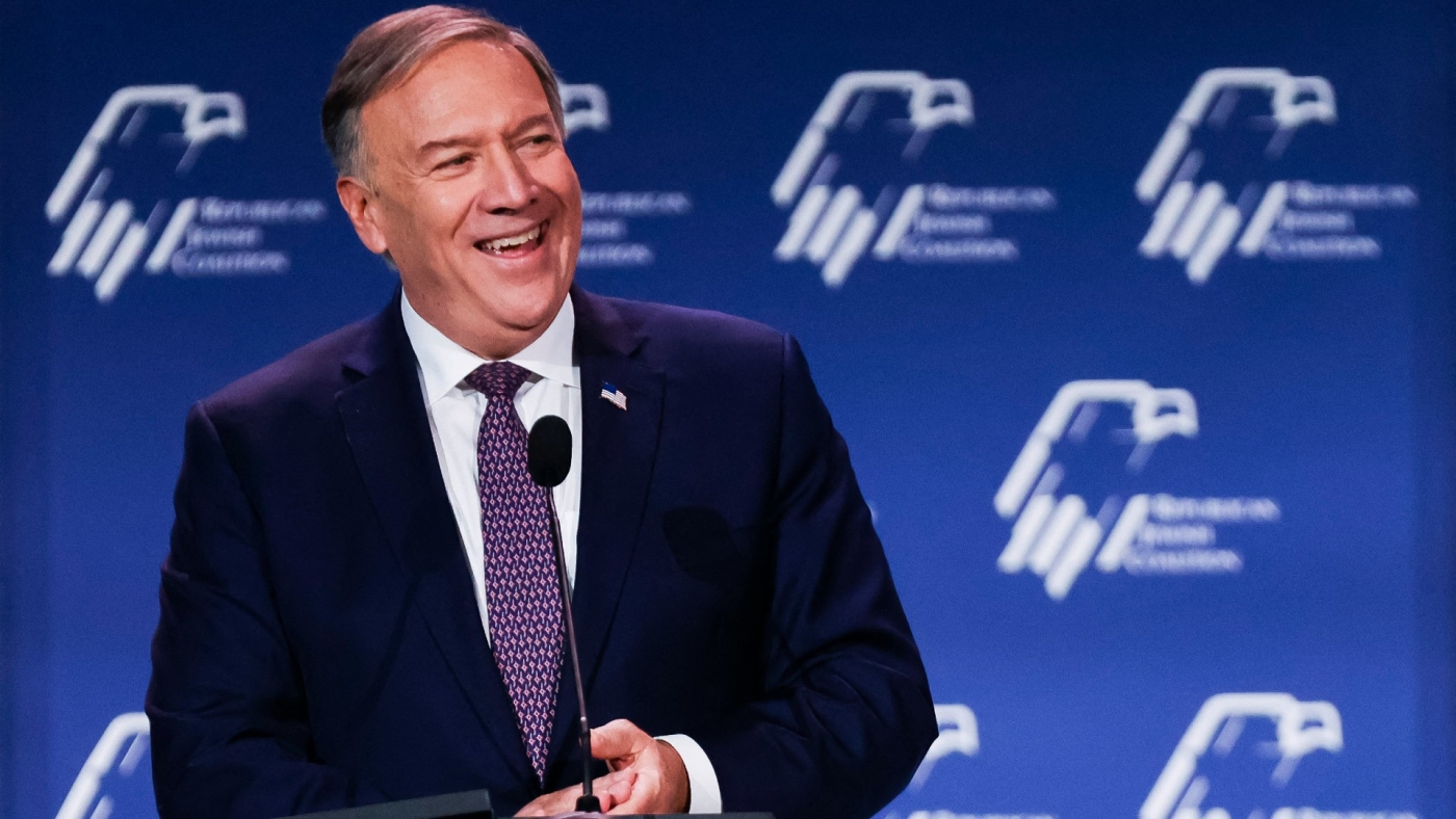 Former US Secretary of State Mike Pompeo speaks during a Republican Jewish Coalition Annual Leadership Meeting in Las Vegas, Nevada on 18 November 2022 (AFP)