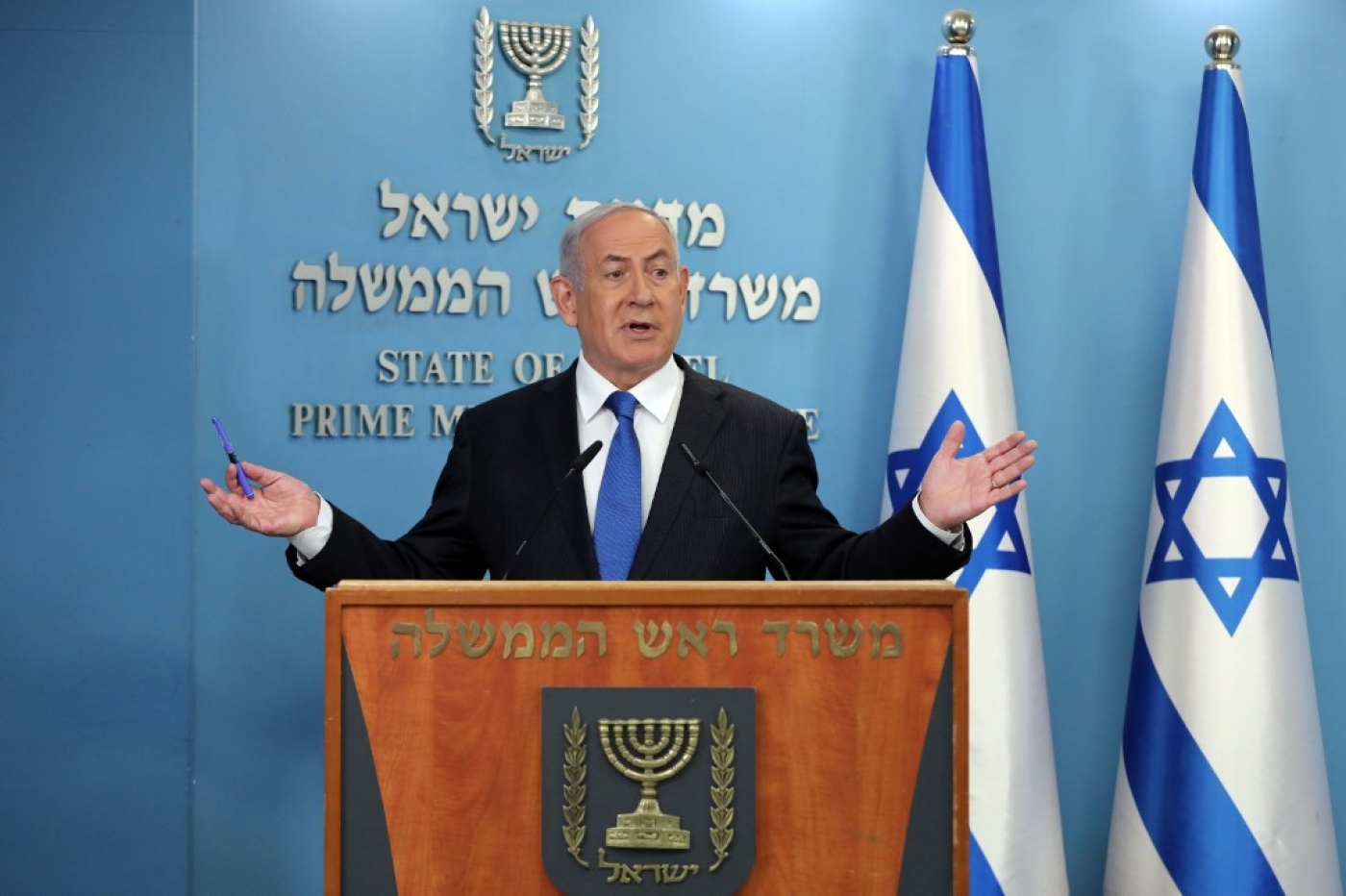 Israeli Prime Minister Benjamin Netanyahu speaks in Jerusalem on 13 August