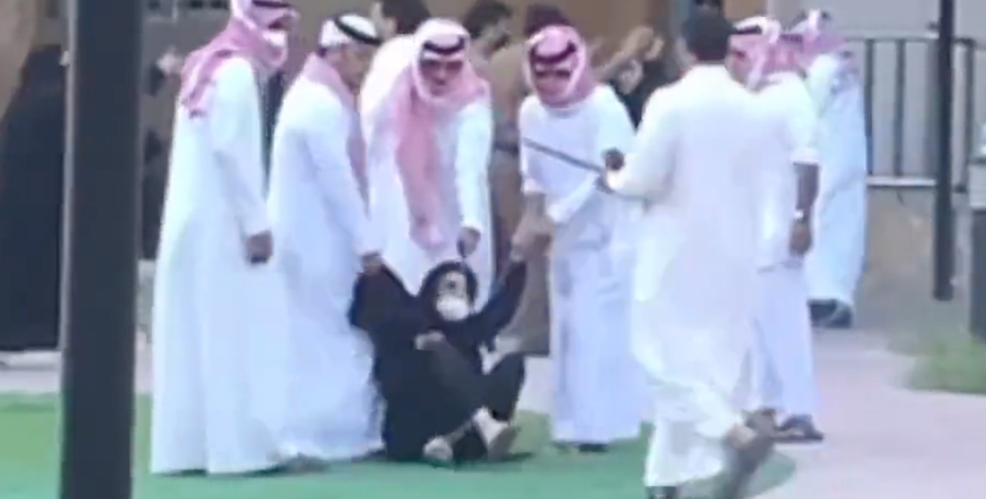 A screengrab from the video of the assault on women at a Saudi orphanage, leaked on Tuesday 30 August 2022 (Twitter)