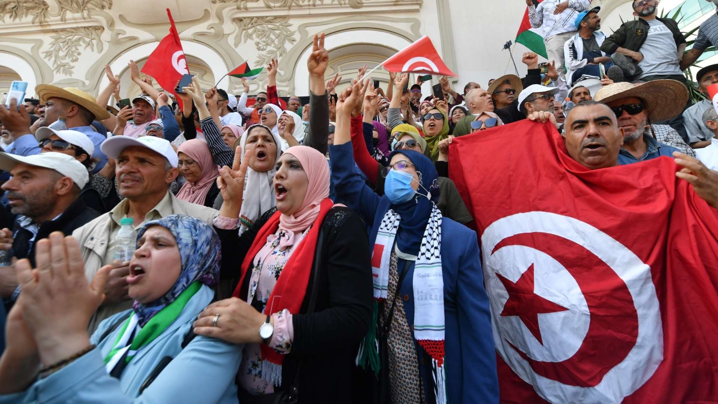Thousands of Tunisians are taking to the streets in protests to demand a return to democracy ahead of the July referendum (AFP/File photo)