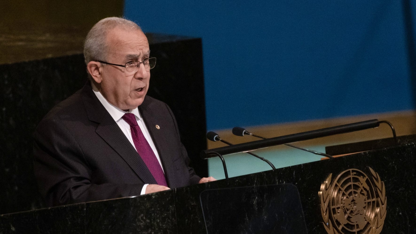 Algerian Foreign Minister Ramtane Lamamra addresses the 77th session of the UN General Assembly at its headquarters in New York on 26 September 2022.