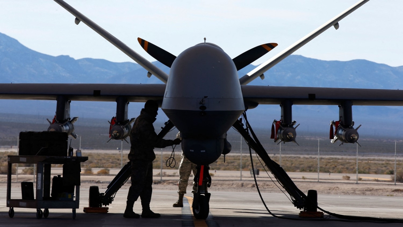 An MQ-9 Reaper remotely piloted aircraft (RPA) in Indian Springs, Nevada. The US has conducted at least 265 air strikes in Somalia.