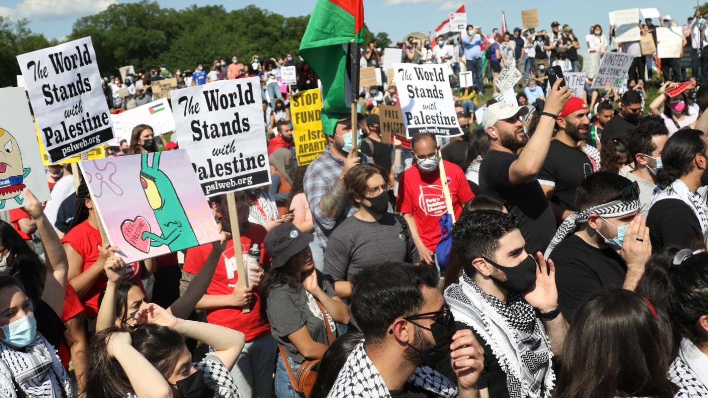 Protesters in Washington rally in support of Palestinian rights on 15 May 2021.