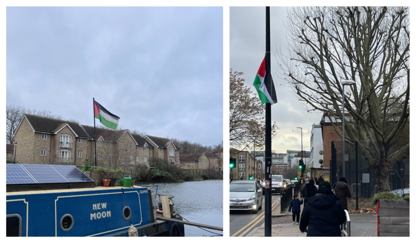 london palestine gaza flags street river mee areeb ullah