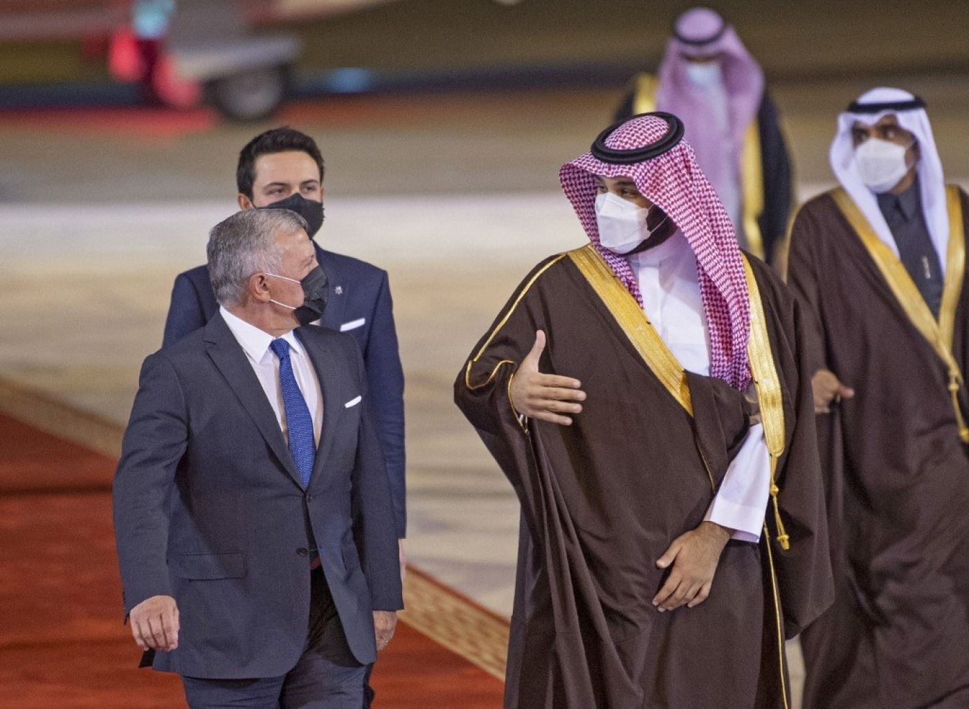 King Abdullah of Jordan with Saudi Arabian Crown Prince Mohammad bin Salman