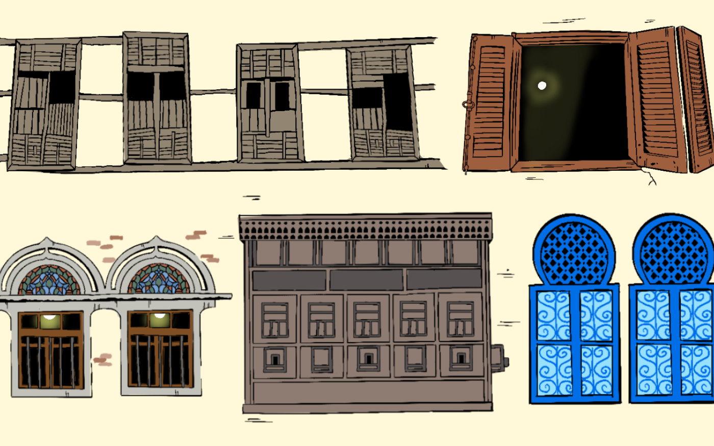 MEE explore les formes et styles de fenêtres caractéristiques de la région MENA (illustration/MEE)