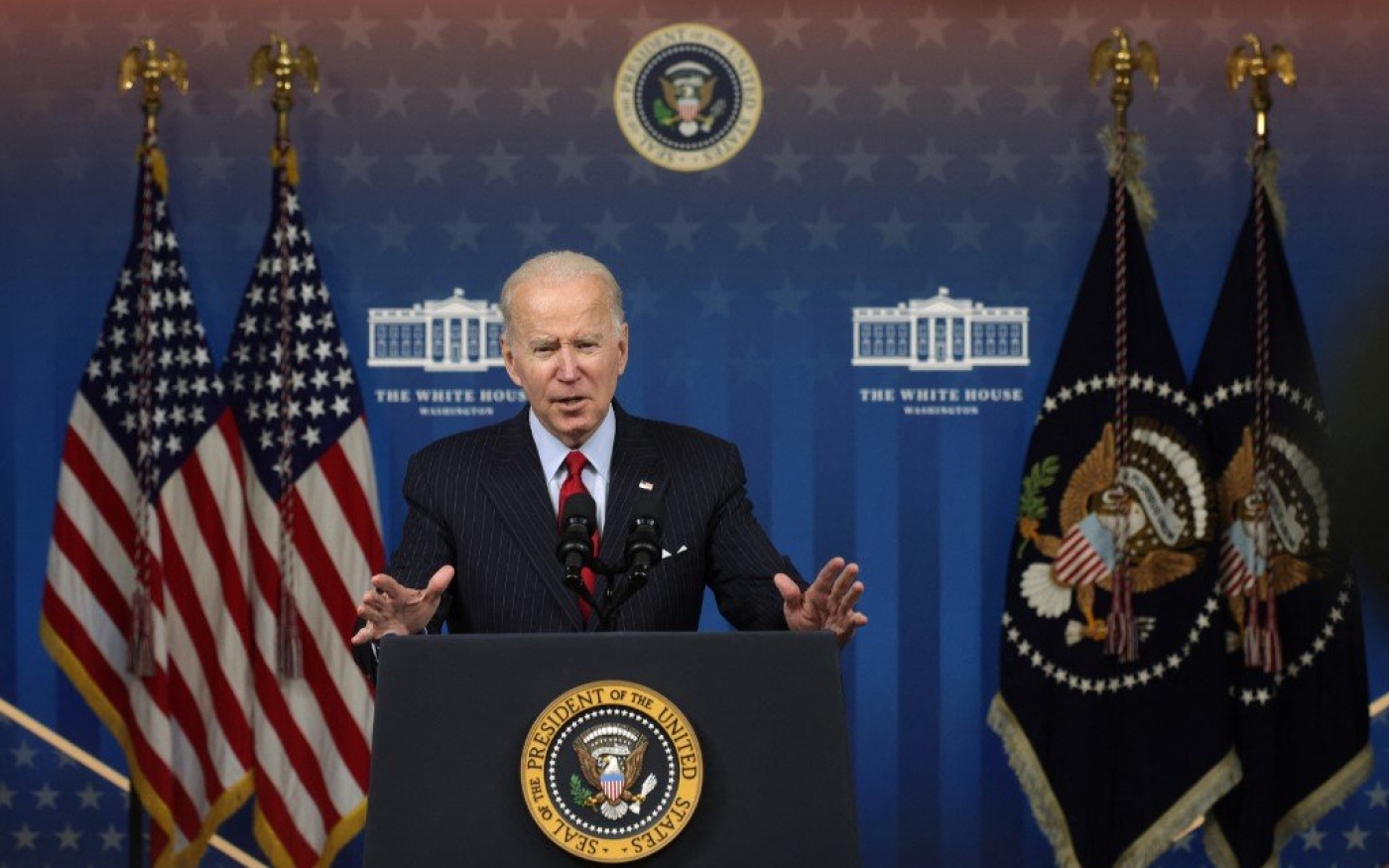 Le président américain Joe Biden s’exprime à Washington, le 23 novembre 2021 (AFP)