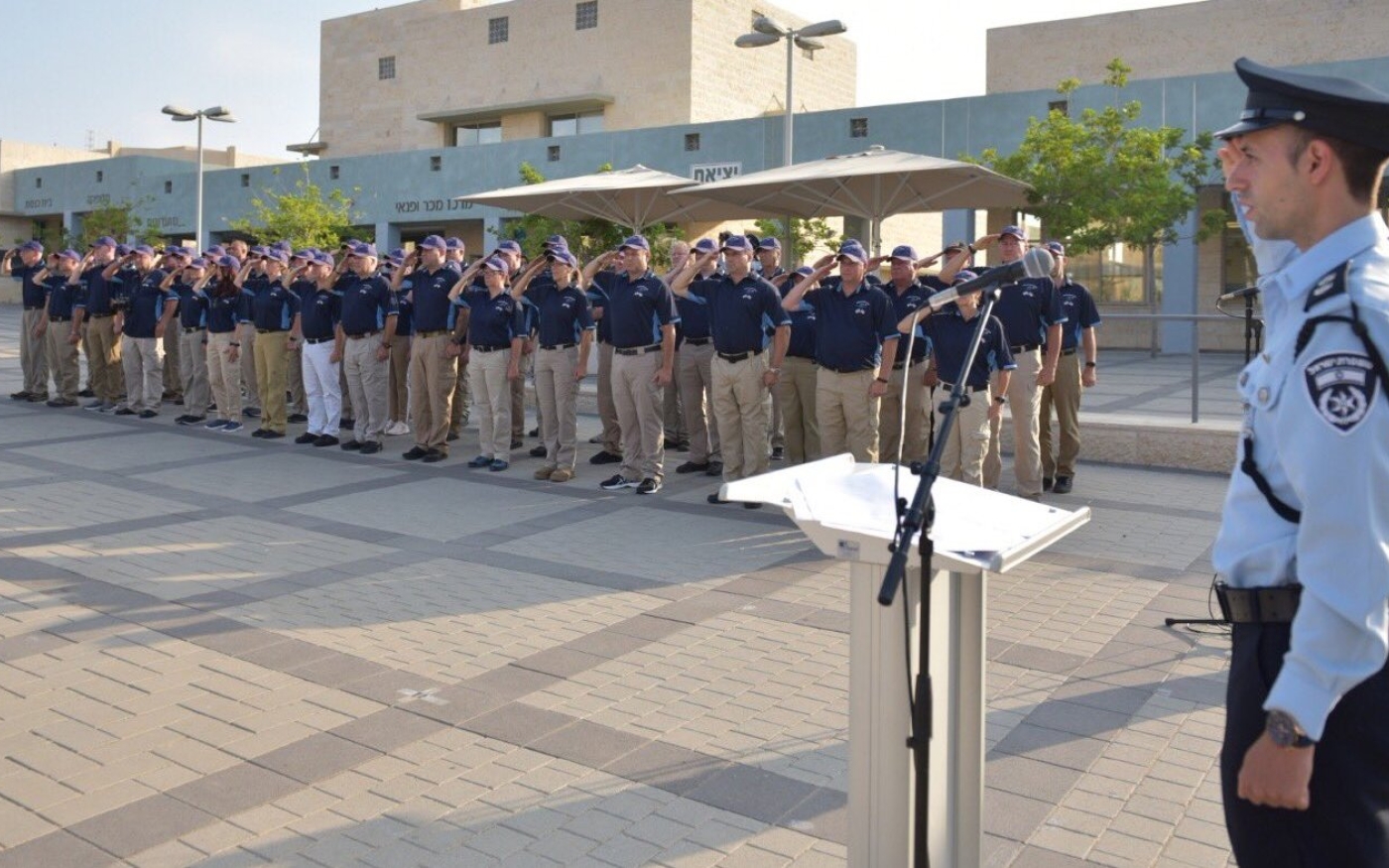 Des policiers américains arrivent à l’académie de police israélienne, à Beit Shemesh, le 10 septembre 2019 (police israélienne)