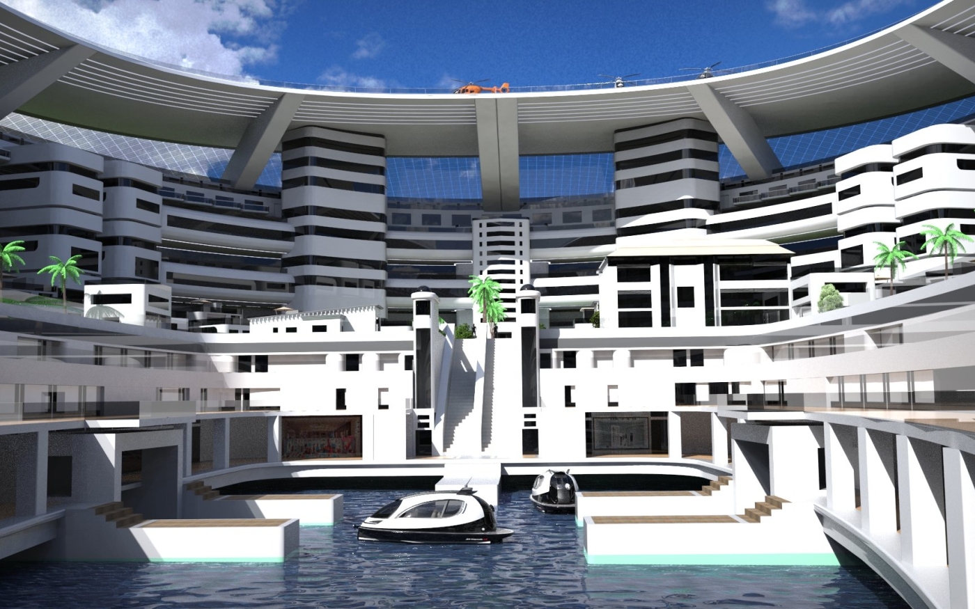Le térayacht Pangeos comportera des hôtels, des villas VIP et des jardins sur les toits (Lazzarini Design Studio)