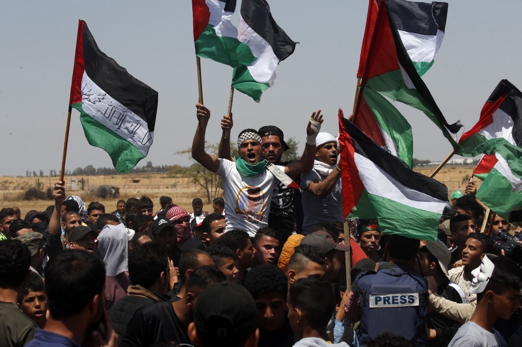Palestinians protesting in Gaza
