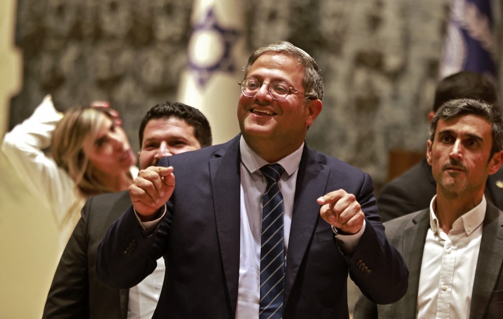 Itamar Ben Gvir arrives for parliamentary consultations with parties elected in the Knesset, at the Presidential Residence in Jerusalem on 10 November 2022 (AFP)