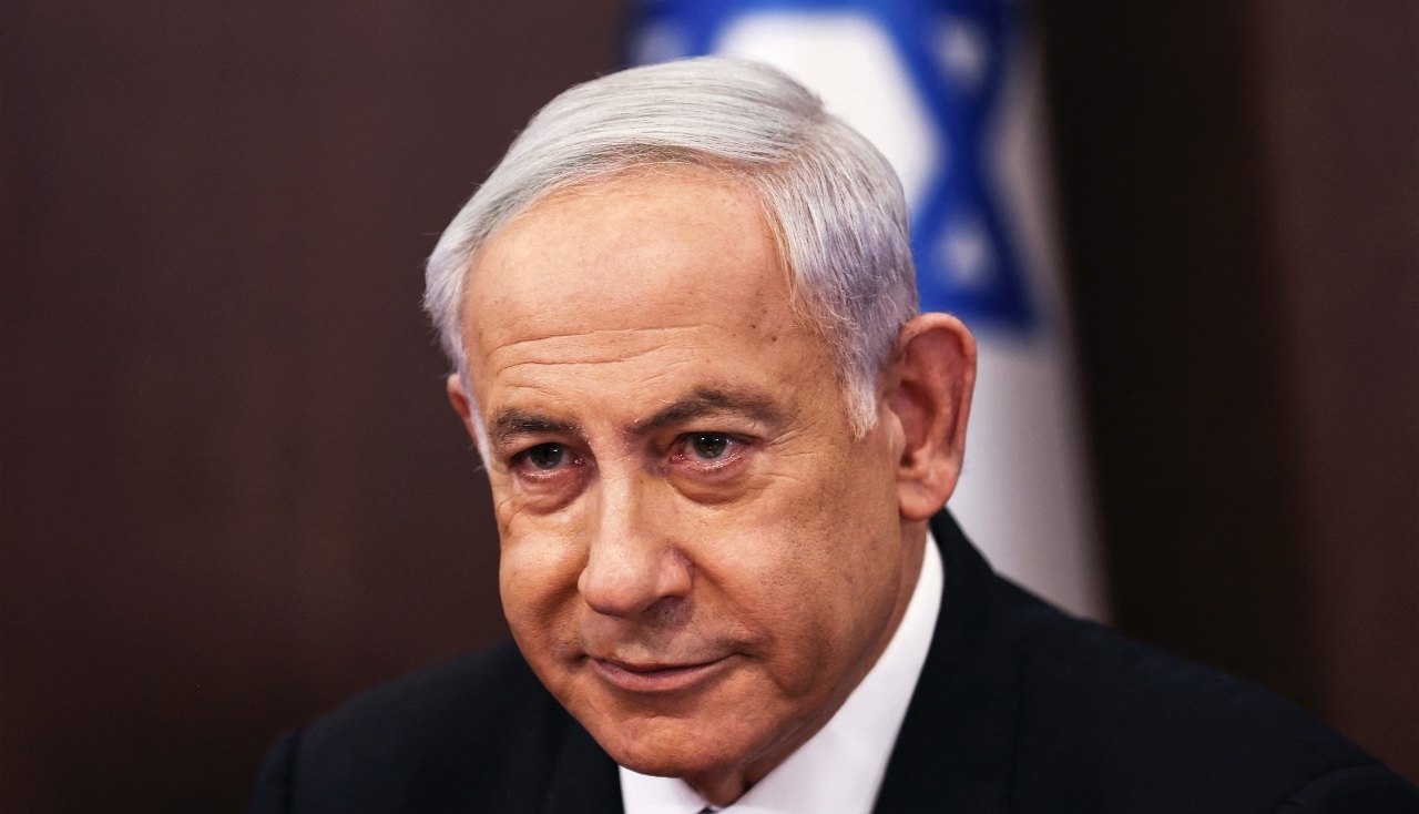 Israeli Prime Minister Benjamin Netanyahu chairs the weekly meeting at the prime minister's office in Jerusalem on 2 April 2023.