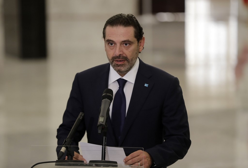 Saad Hariri au palais présidentiel de Baâbda juste après sa nomination le 22 octobre 2020 (AFP)