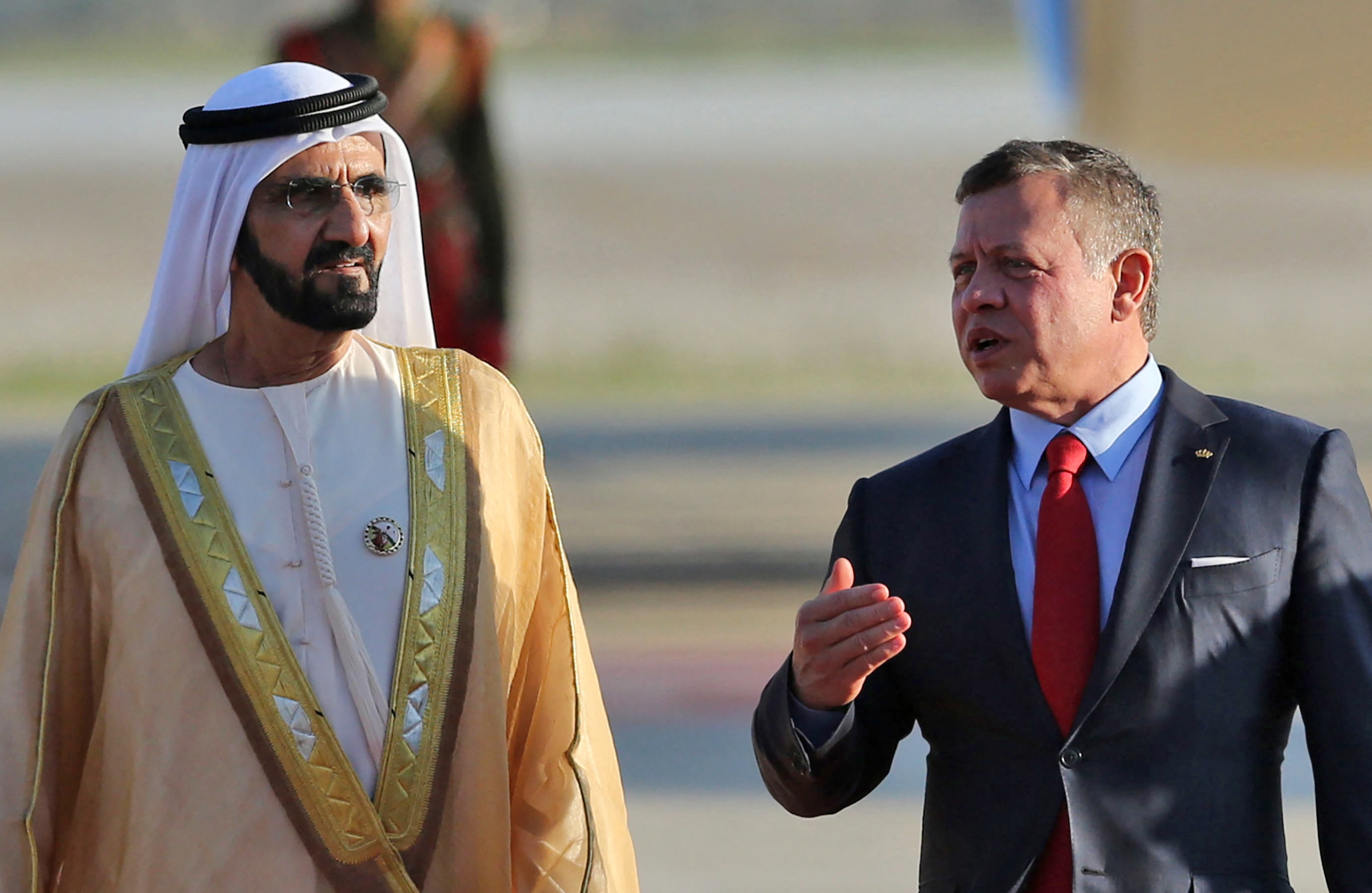 Le dirigeant de Dubaï, le cheikh Mohammed ben Rachid al-Maktoum, et le roi Abdallah II de Jordanie sont tous deux mentionnés dans les Pandora Papers (AFP)