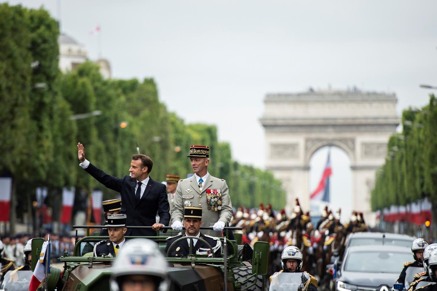 Le président français Emmanuel Macron lors du défilé du 14 juillet, à Paris, en 2019 (Reuters)
