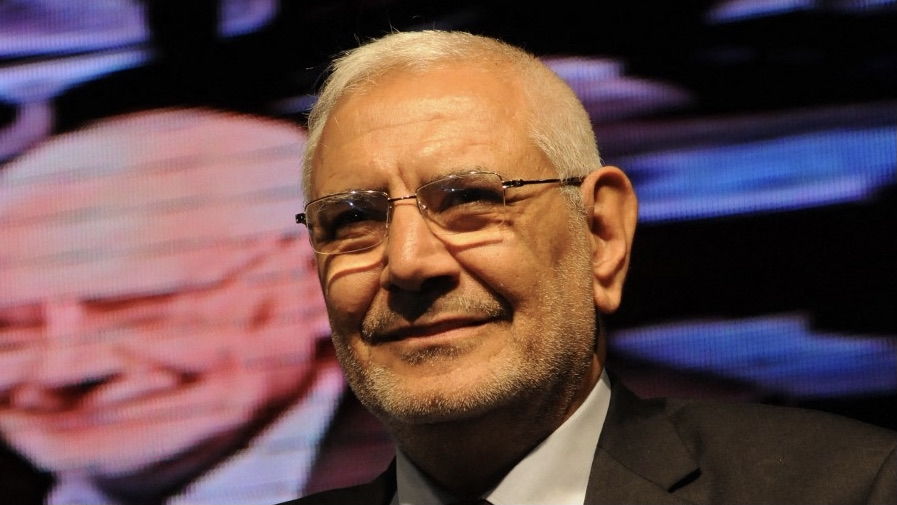 Egyptian former Muslim Brotherhood member and now presidential candidate Abdel Moneim Abul Fotouh is seen on stage during his election campaign rally on April 2, 2012, at the Azhar park in Cairo. AFP