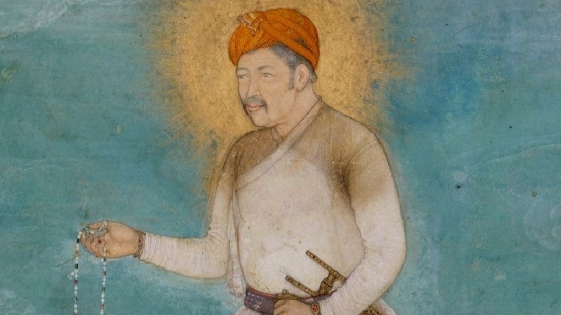 Akbar is depicted by the Indian artist Goverdhan in this painting made in 1630 (Wikimedia)