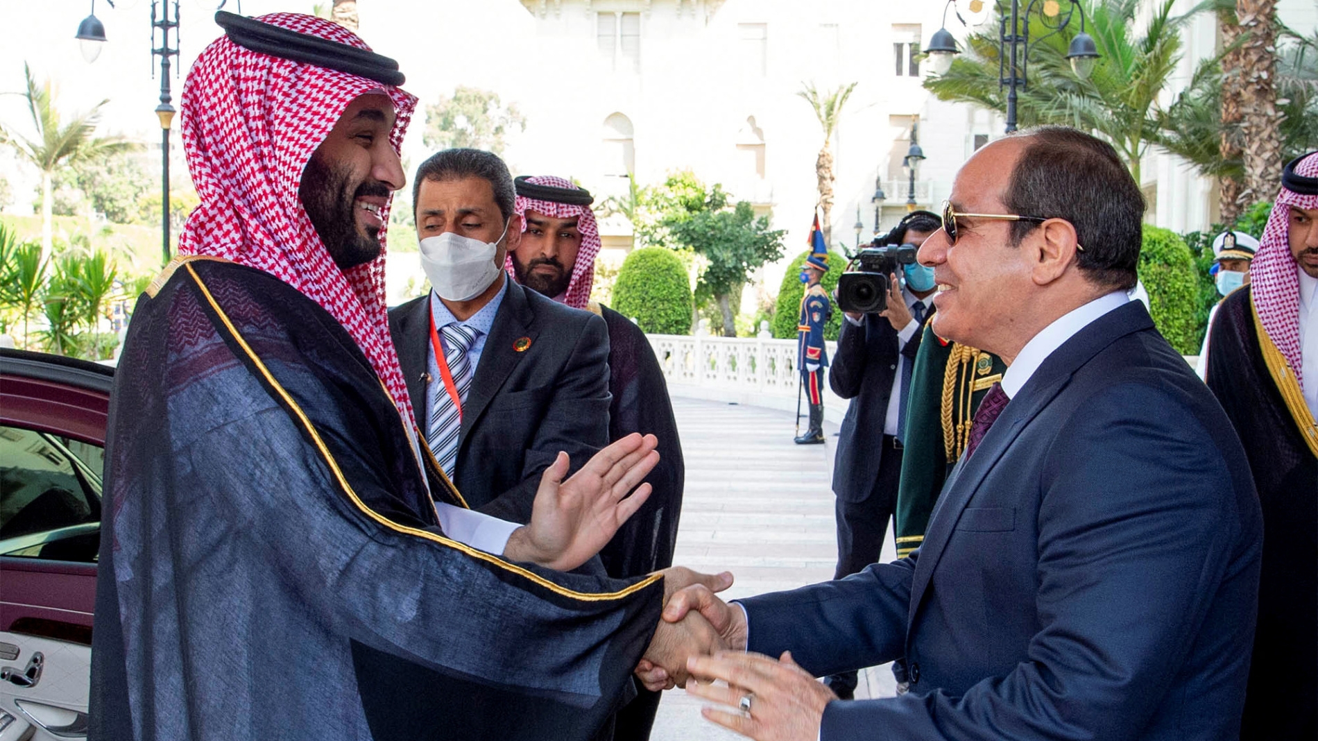 Saudi Crown Prince, Mohammed bin Salman meets Egyptian President Abdel Fattah el-Sisi during his visit to Cairo on 21 June 2022 (Reuters/Handout)