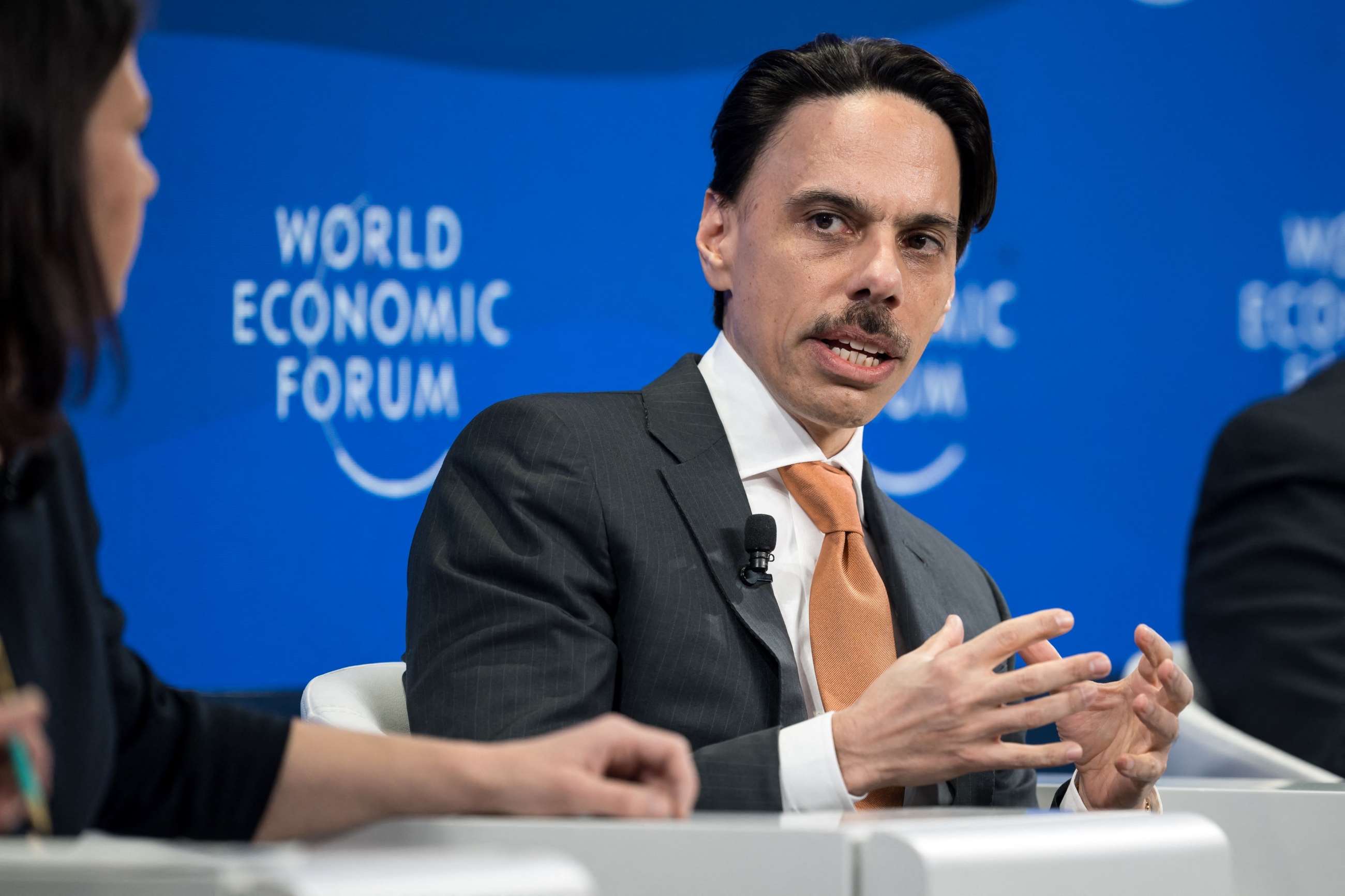 Saudi Arabia Foreign Minister Prince Faisal bin Farhan Al-Saud attends a session during the World Economic Forum  annual meeting in Davos on 16 January 2024 (AFP)