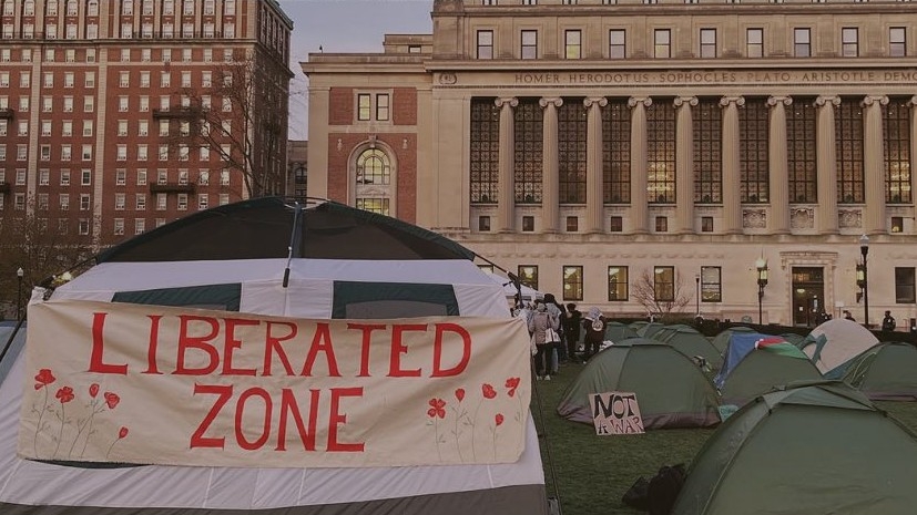 Columbia University students stage Vietnam-style anti-war encampment for Gaza