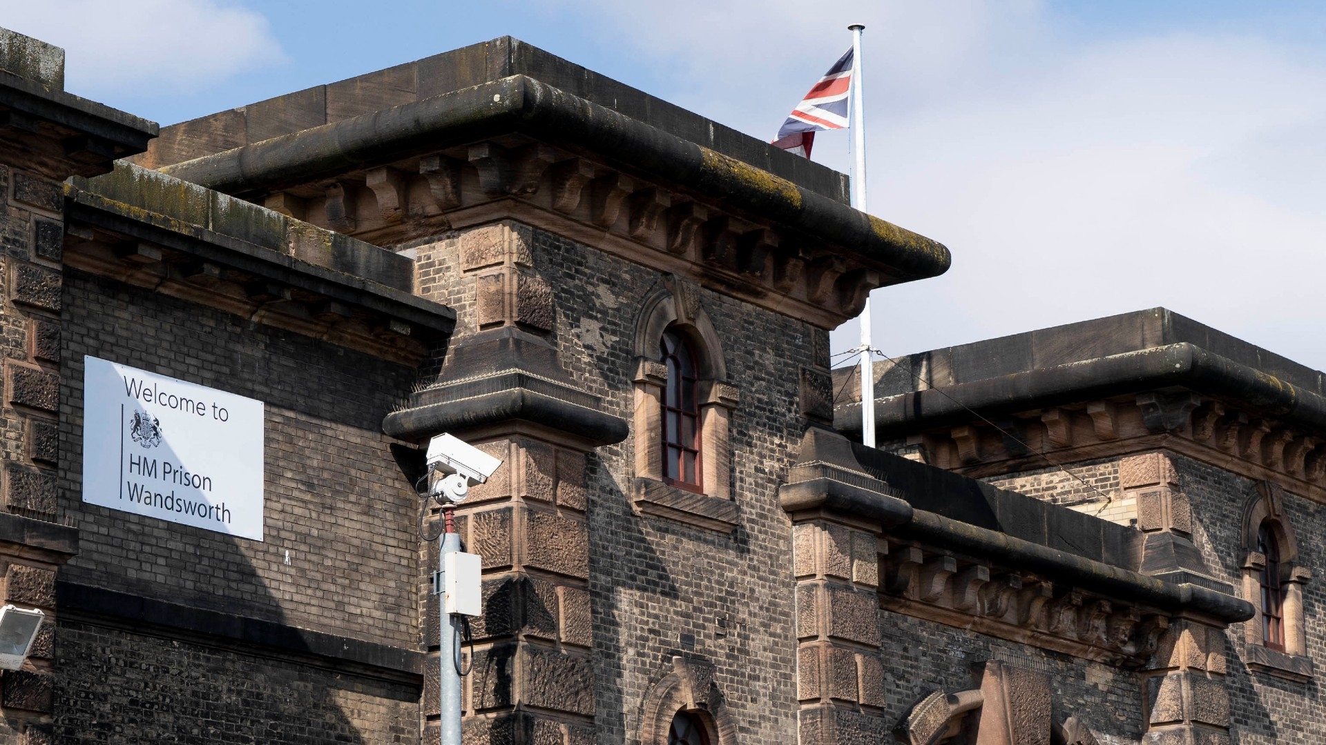 The stone walls of HM Prison Wandsworth are seen in south London on 7 September 2023 (AFP)
