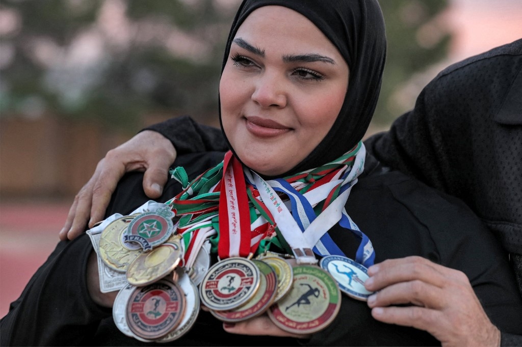 Retaj al-Sayeh doit participer en février à une compétition aux Émirats arabes unis, puis aux Championnats d’Afrique d’athlétisme prévus en juin au Cameroun (AFP/Mahmud Turkia)