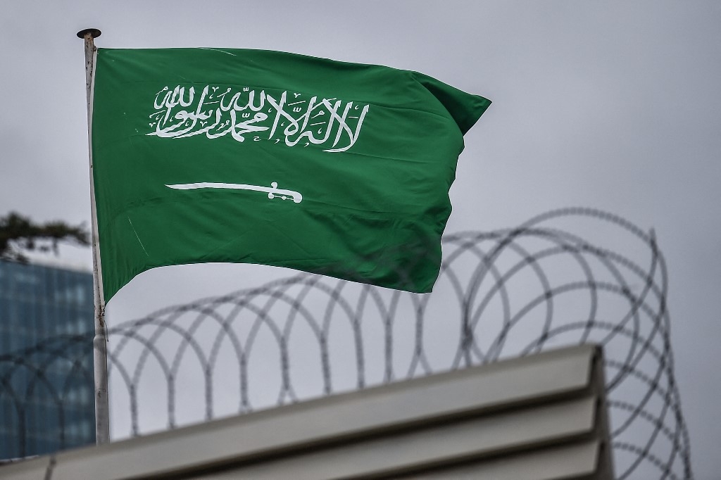 A Saudi Arabia flag flies on the top of their consulate building on 10 January 2019 in Istanbul.