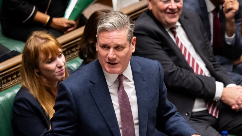 Britain's main opposition Labour Party leader Keir Starmer speaking during the weekly session of Prime Minister's Questions (PMQs), at the House of Commons, in London, on 25 October 2023 (AFP)