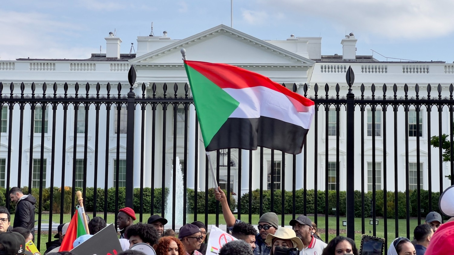 Activists demonstrate in front of the White House, calling on the US to intervene to stop the fighting in Sudan, in Washington on 29 April 2023.