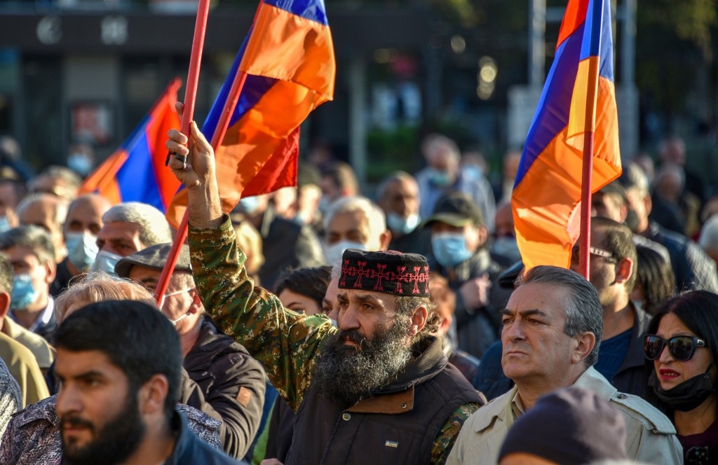 Thousands in Armenia protest Nagorno-Karabakh truce terms Nagorno-Karabakh  Azerbaijan Armenia Capital People
