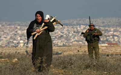 palestinian woman tools israeli soldier west bank 2012 afp