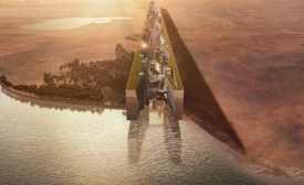 Vision artistique de « Mirror Line », gratte-ciel horizontal de 120 km de long annoncé comme un monument de Neom, au nord de l’Arabie saoudite (Reuters)