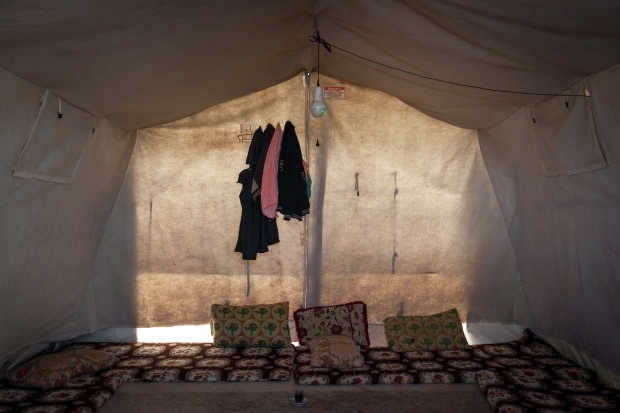 Life inside a tent at Sharia Camp, Duhok, Iraq, home to an estimated 19,000 people (Sebastian Castelier)