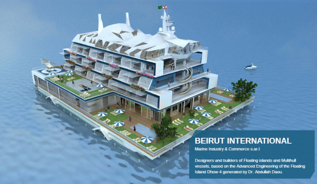 Floating island hotel designs (Beirutinternational.com)